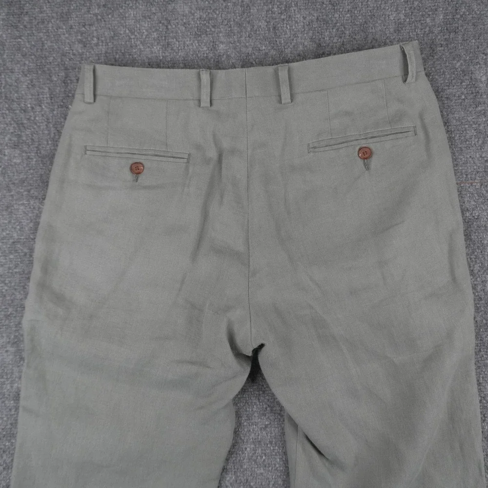 Lauren Ralph Lauren 100% Linen Pants Mens 32W x 30L Sage Green Dress Trousers